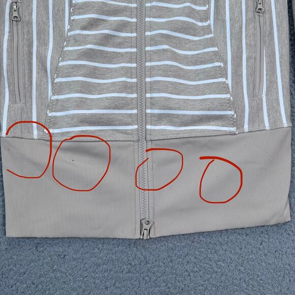 Lululemon Nice Asana Jacket Stripe Women's 8 Beige Luon Full Zip Activewear Yoga - Picture 5 of 16